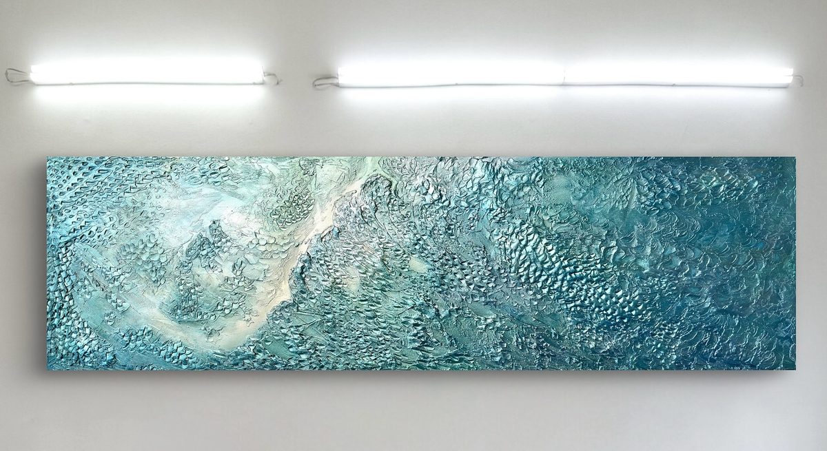 Pacifica by Clarisse Noelle — acrylic, ink + joint compound on upcycled canvas