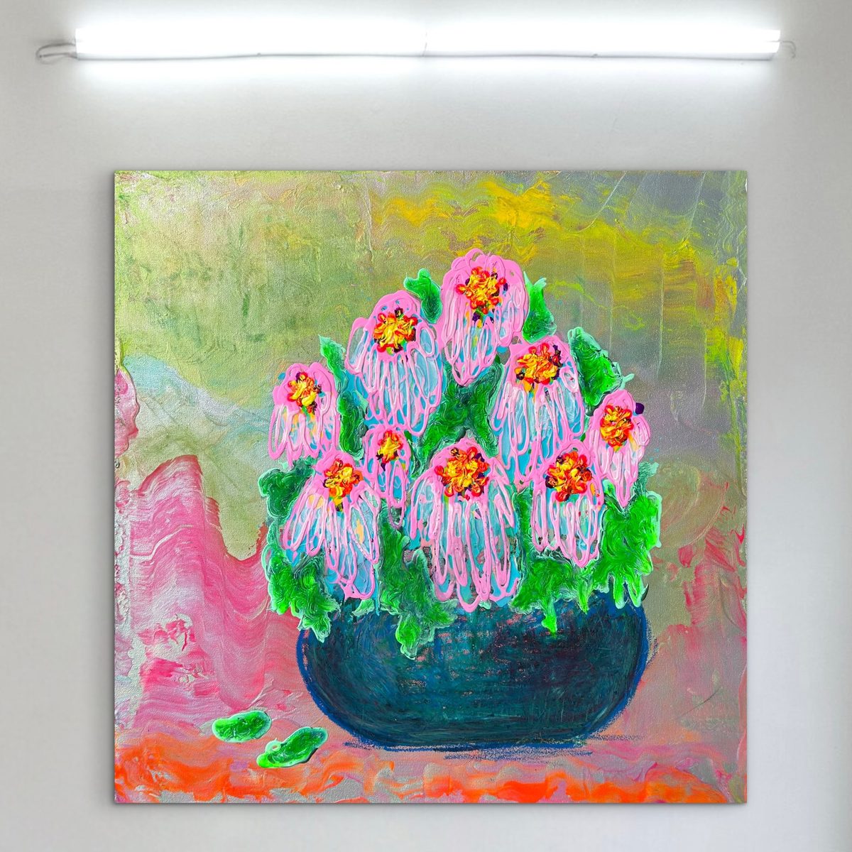 Untitled by Clarisse Noelle — acrylic + pastels on upcycled canvas