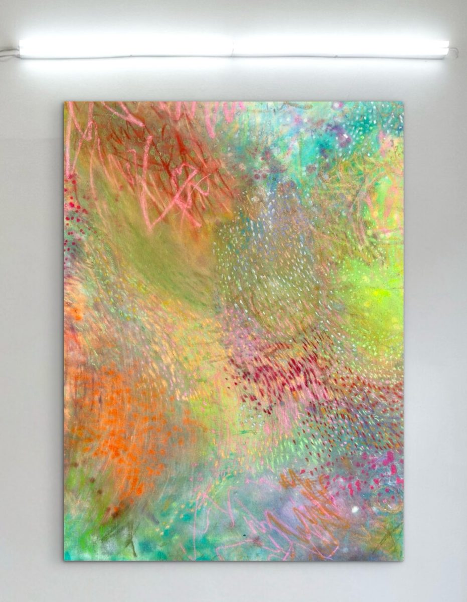 A River Runs Through It by Clarisse Noelle — acrylic, pastels + ink on stretched canvas