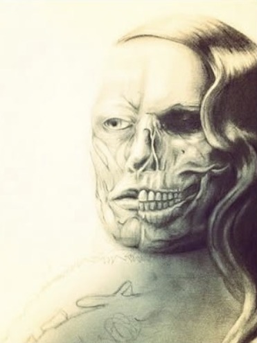 Open Face / Skull — Split face and skull drawing · Old work